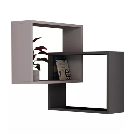 Zestaw półek ściennych 2-częściowy, jasny mocha-antracyt