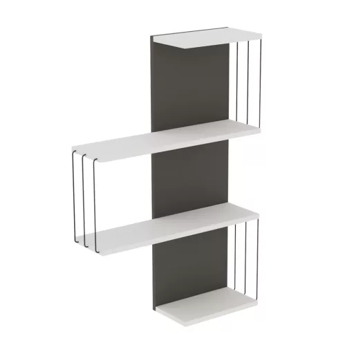 Półka ścienna 96x64x19cm, Biało-Antracytowa