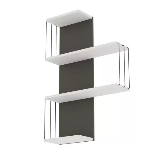 Półka ścienna 96x64x19cm, Biało-Antracytowa