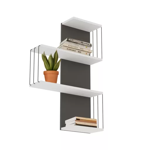 Półka ścienna 96x64x19cm, Biało-Antracytowa