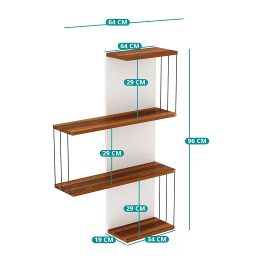Półka ścienna 96x64x19cm, Sosna-Biała
