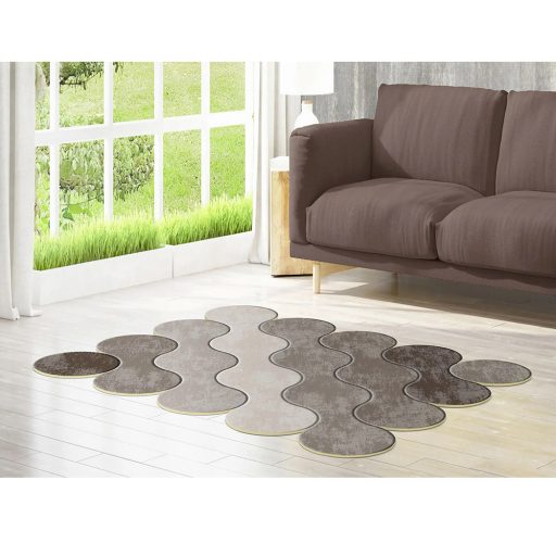 Zestaw dywaników łazienkowych z motywem kamyków, brązowy