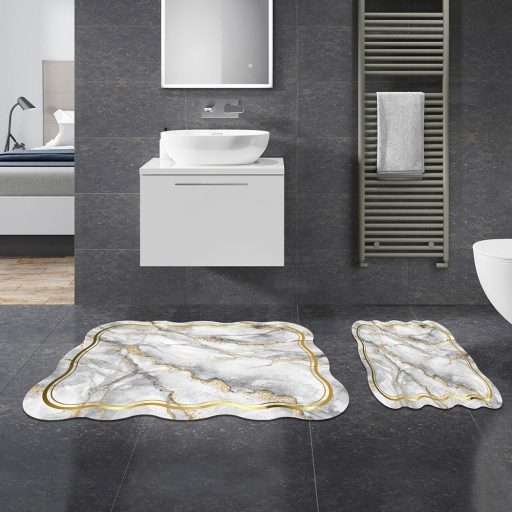 Zestaw dywaników łazienkowych z motywem marmuru, szary