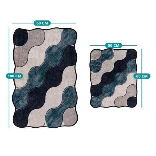 Zestaw dywaników łazienkowych z motywem kamyków, niebieski