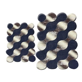   Zestaw dywaników łazienkowych w wzór kamieni, niebiesko-złoty