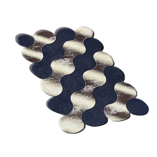 Zestaw dywaników łazienkowych w wzór kamieni, niebiesko-złoty