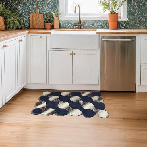 Zestaw dywaników łazienkowych w wzór kamieni, niebiesko-złoty