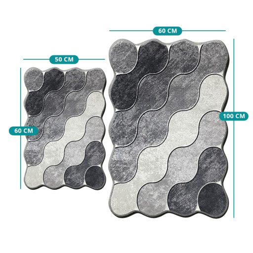 Zestaw dywaników łazienkowych w wzór kamieni, szary