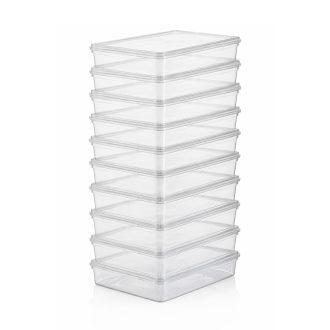 Zestaw 10 plastikowych pojemników do przechowywania