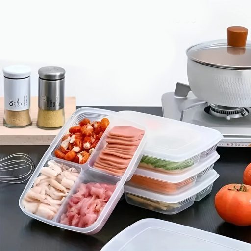 Zestaw pojemników do przechowywania żywności z 4 przegrodami 12 szt.