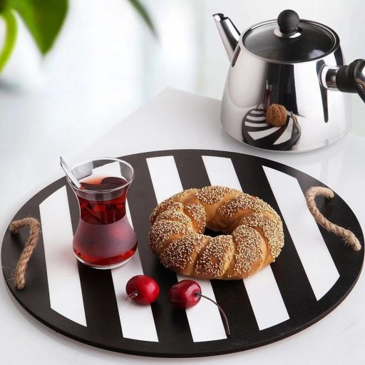 Taca i Zestaw Podkładek, Czarny i Biały
