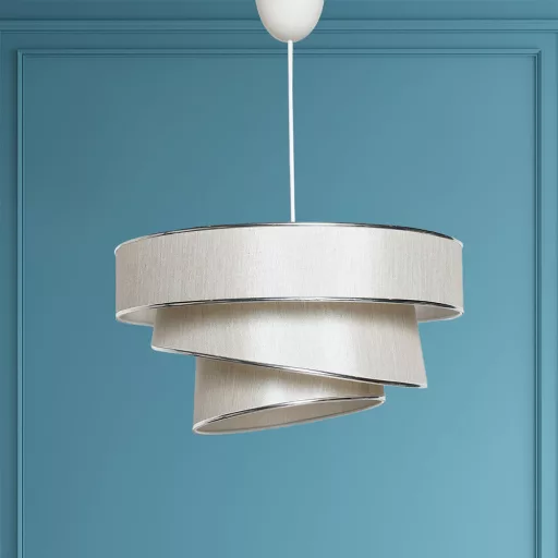 Lampa sufitowa Spiralna, Beżowo-Srebrna