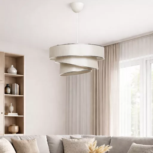 Lampa sufitowa Spiralna, Beżowo-Srebrna