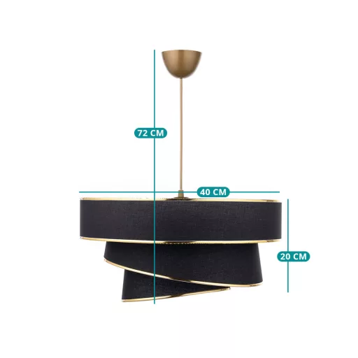 Lampa sufitowa Spiralna, Czarna-Złota