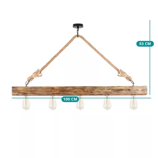 Lampa sufitowa z drewna w stylu vintage