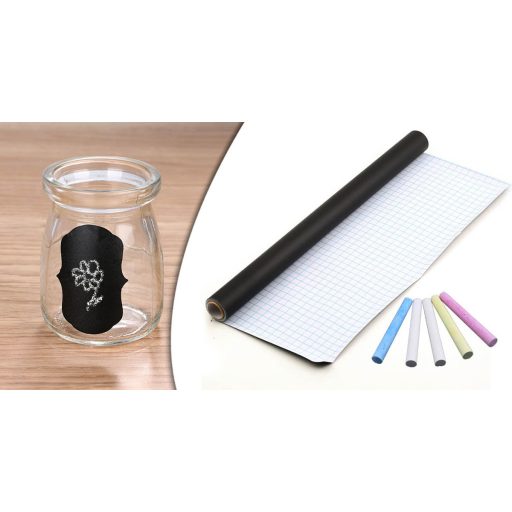 Tablica kredowa naklejana na ścianę, z 5 kredkami