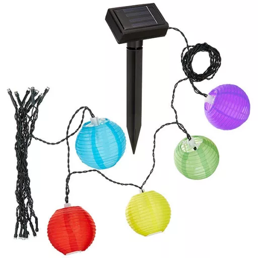 Girlanda solarna, kolorowa, 10 kulek