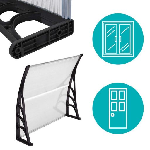 Plastykowy daszek nad drzwi wejściowe, 2 wymiary i kolory-120x90 cm-czarny