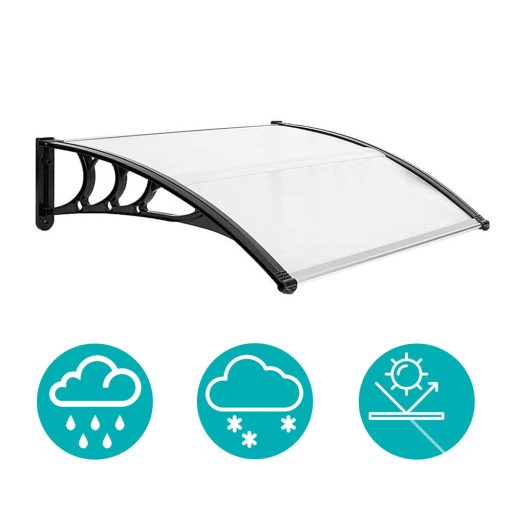 Plastykowy daszek nad drzwi wejściowe, 2 wymiary i kolory-120x90 cm-czarny