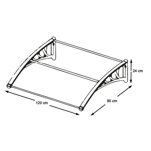 Plastykowy daszek nad drzwi wejściowe, 2 wymiary i kolory-120x90 cm-czarny