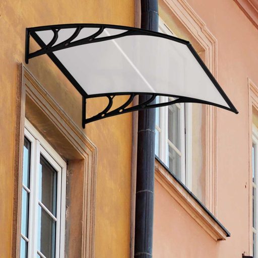 Plastykowy daszek nad drzwi wejściowe, 2 wymiary i kolory-120x90 cm-czarny