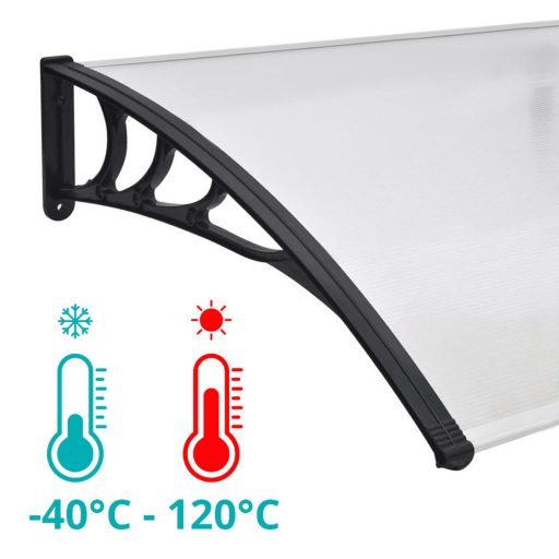 Plastykowy daszek nad drzwi wejściowe, 2 wymiary i kolory-240x90 cm-czarny