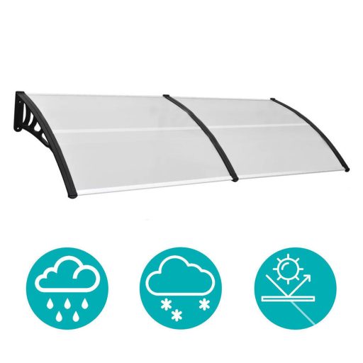 Plastykowy daszek nad drzwi wejściowe, 2 wymiary i kolory-240x90 cm-czarny