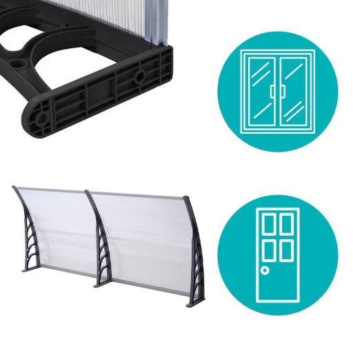 Plastykowy daszek nad drzwi wejściowe, 2 wymiary i kolory-240x90 cm-czarny