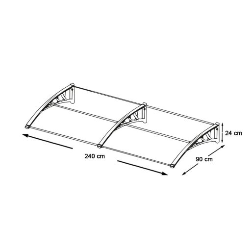 Plastykowy daszek nad drzwi wejściowe, 2 wymiary i kolory-240x90 cm-czarny