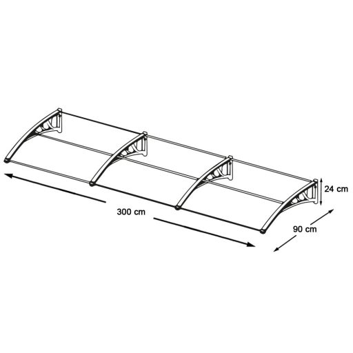 Plastykowy daszek nad drzwi wejściowe, 2 wymiary i kolory-300x90 cm-biały