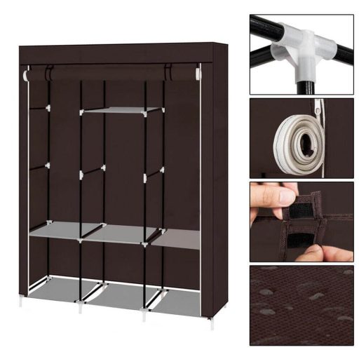 Mobilna szafa do ubrań 130x45x170 cm-brązowa