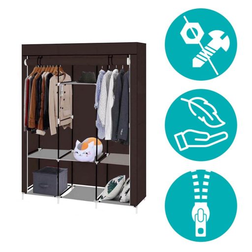 Mobilna szafa do ubrań 130x45x170 cm-brązowa