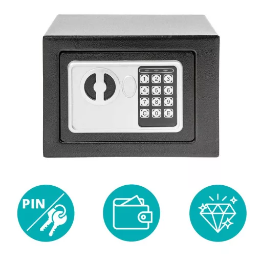 Sejf na zamek elektroniczny, cyfrowy szyfr, dostępny w 2 rodzajach - mały, czarny