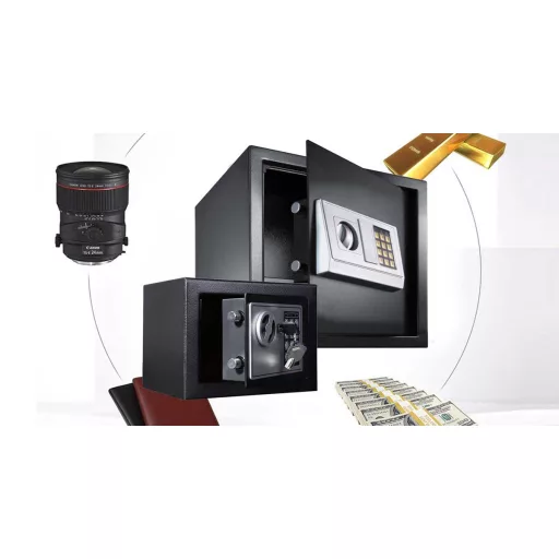 Sejf na zamek elektroniczny, cyfrowy szyfr, dostępny w 2 rodzajach - mały, czarny