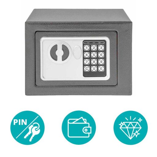 Sejf na zamek elektroniczny, cyfrowy szyfr, dostępny w 2 rodzajach - mały, szary