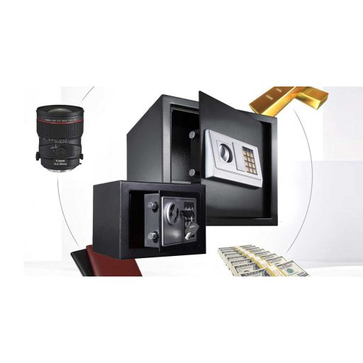 Sejf na zamek elektroniczny, cyfrowy szyfr, dostępny w 2 rodzajach - mały, szary