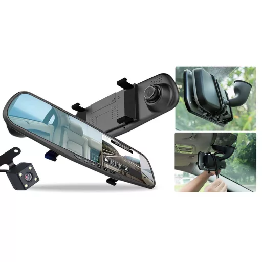 Wbudowany w lusterko wsteczne rejestrator wideo z funkcją kamery cofania