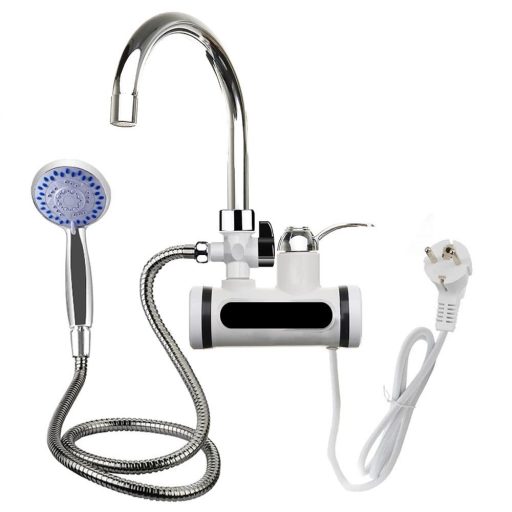 Pozioma bateria kranowa ścienna z głowicą prysznicową z wyświetlaczem LED