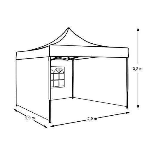 Pawilon ogrodowy, składany, kilka rodzaji-2,9x2,9 metrowy-biały-pawilon+ściana boczna+torba transportowa