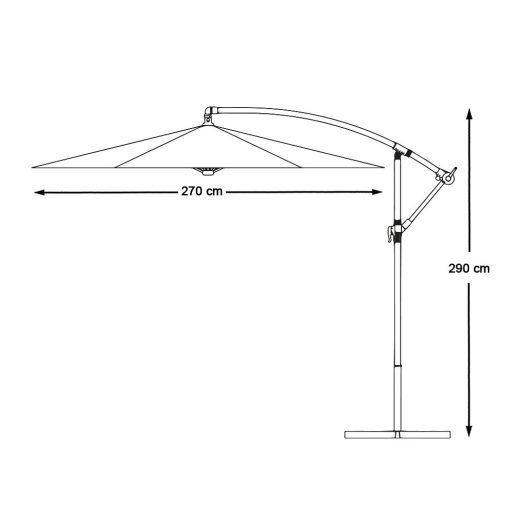 Parasolka wisząca 2,8 m, Szara