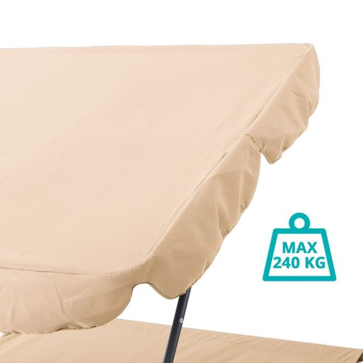 Leżanka ogrodowa z daszkiem, 2 osobowa-beżowa