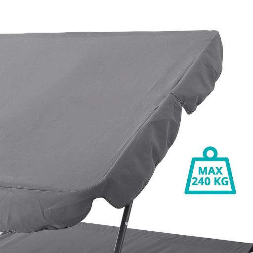 Leżanka ogrodowa z daszkiem, 2 osobowa-szara