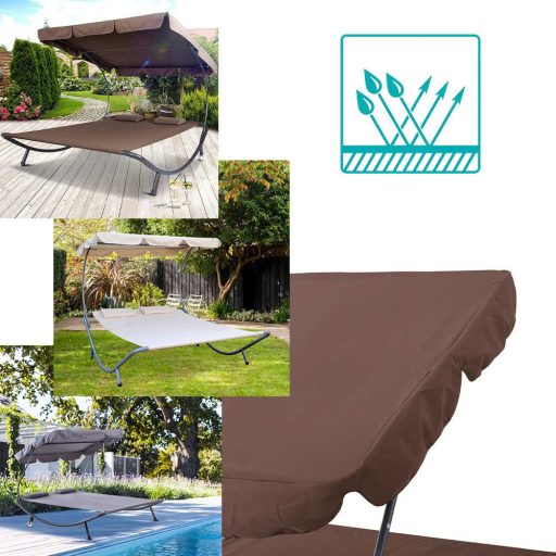 Leżanka ogrodowa z daszkiem, 2 osobowa-ciemnobrązowa