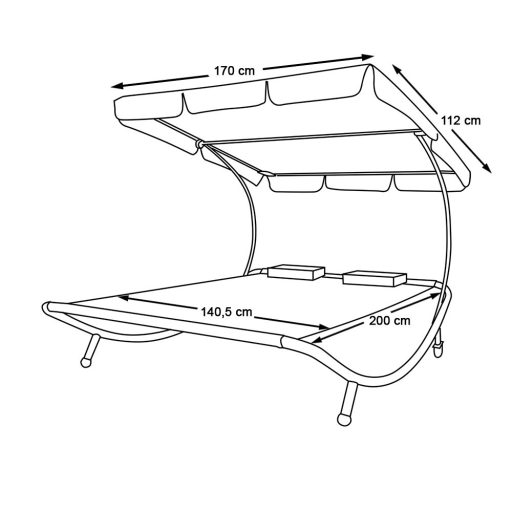 Leżanka ogrodowa z daszkiem, 2 osobowa-ciemnobrązowa