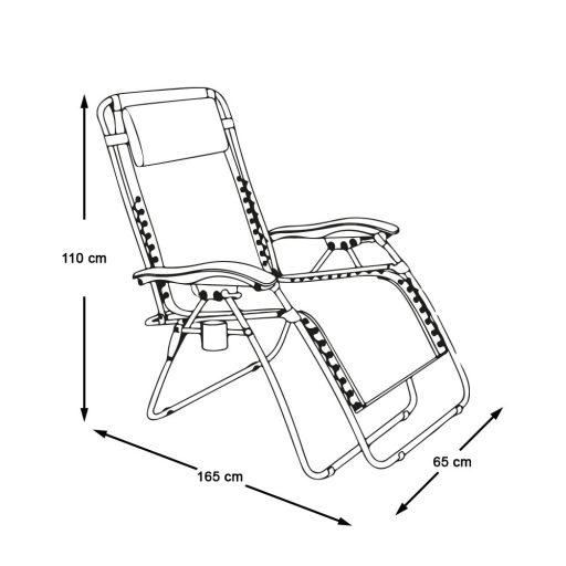 Krzesło ogrodowe zerowej grawitacji z uchwytem na napoje w prezencie, 2 szt-beżowy
