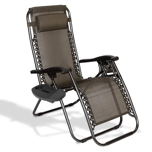 Krzesło ogrodowe zerowej grawitacji z uchwytem na napoje w prezencie, 2 szt-brązowe