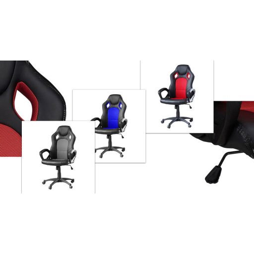 Krzesło gamingowe z kolorowym oparciem, szare