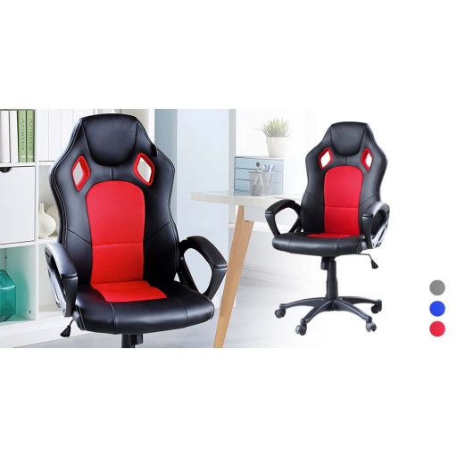 Krzesło gamingowe z kolorowym oparciem, czerwone