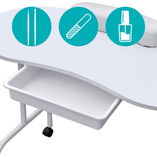 Mobilny stolik kosmetyczny do manicure z torbą transportową w prezencie, dostępny w 2 modelach-z szufladami