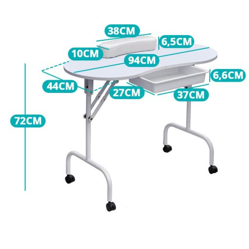Mobilny stolik kosmetyczny do manicure z torbą transportową w prezencie, dostępny w 2 modelach-z szufladami